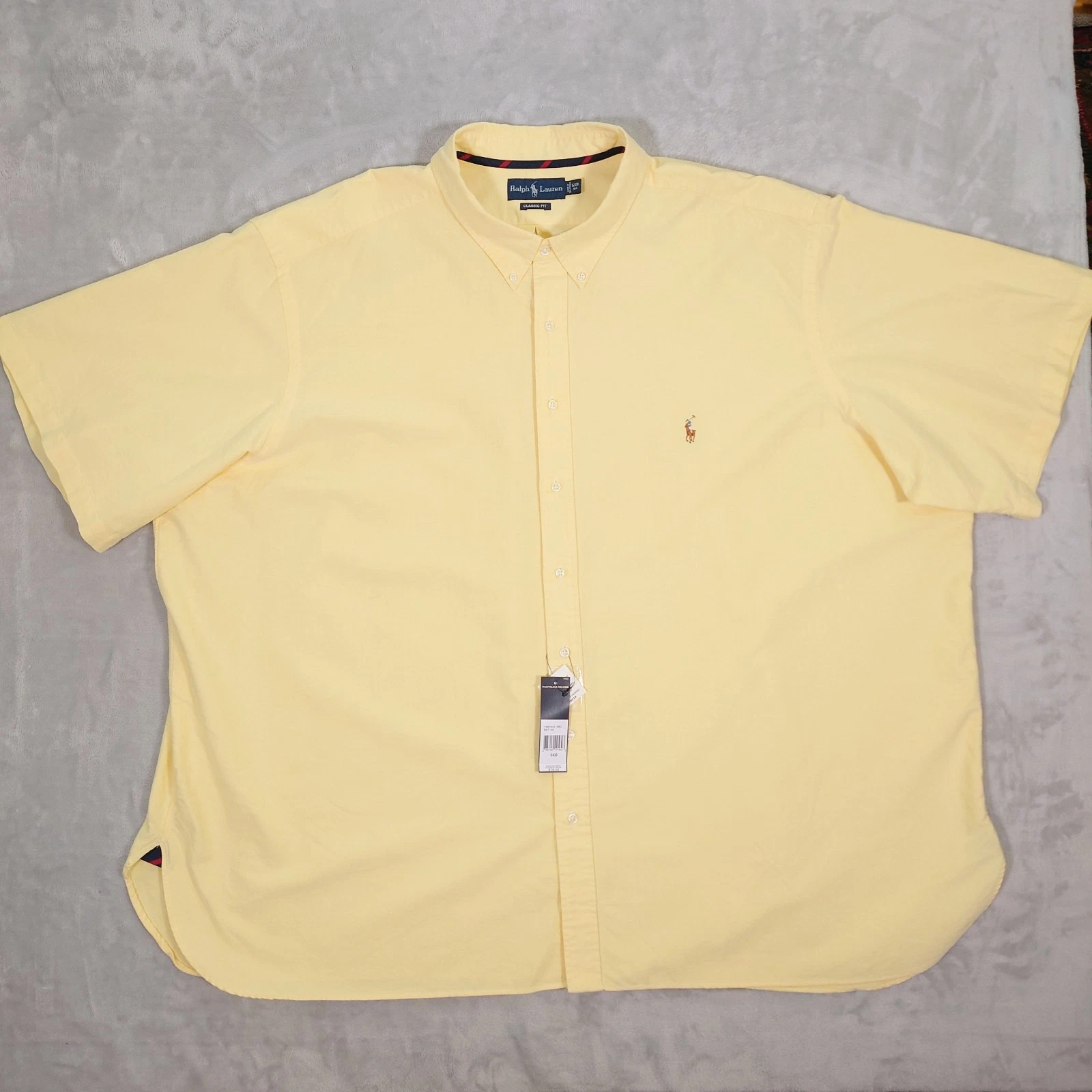 NEW Polo Ralph Lauren Oxford Short Sleeve Shirt Mens 5XB Big Yellow Natural Pony