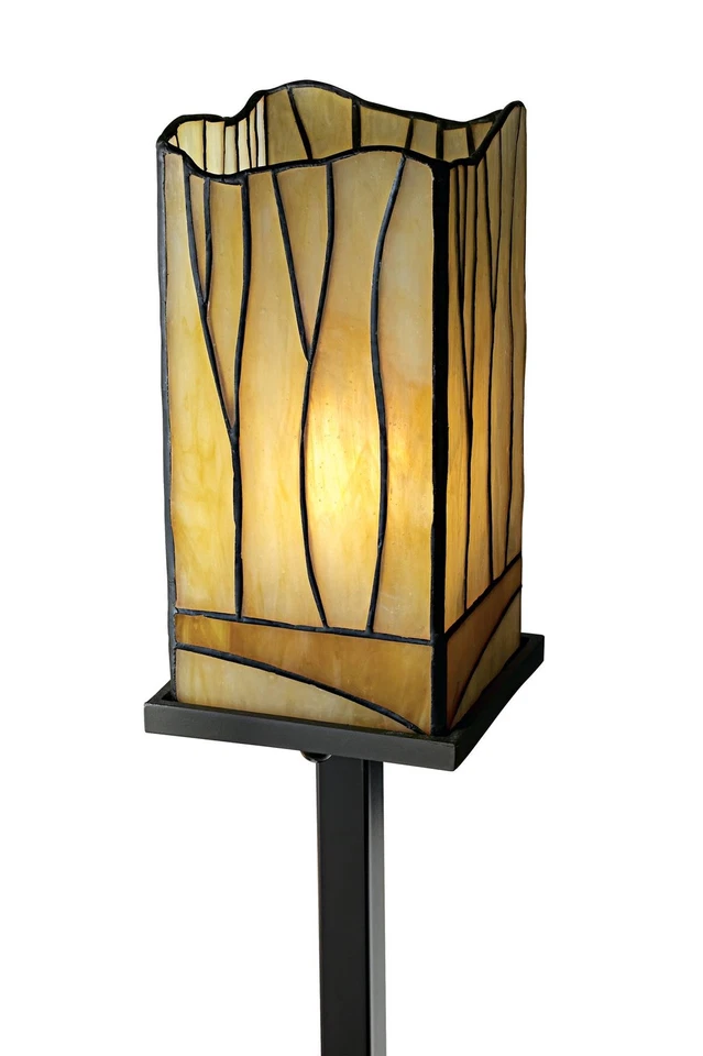 蒂芙尼落地灯带USB端口3灯72英寸高青铜琥珀色玻璃客厅 — 第 4/4 张图片