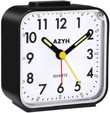 Image of Azyh Analog Alarm Clock Silent No Ticking Alarm Clock with Light Snooze Battery
