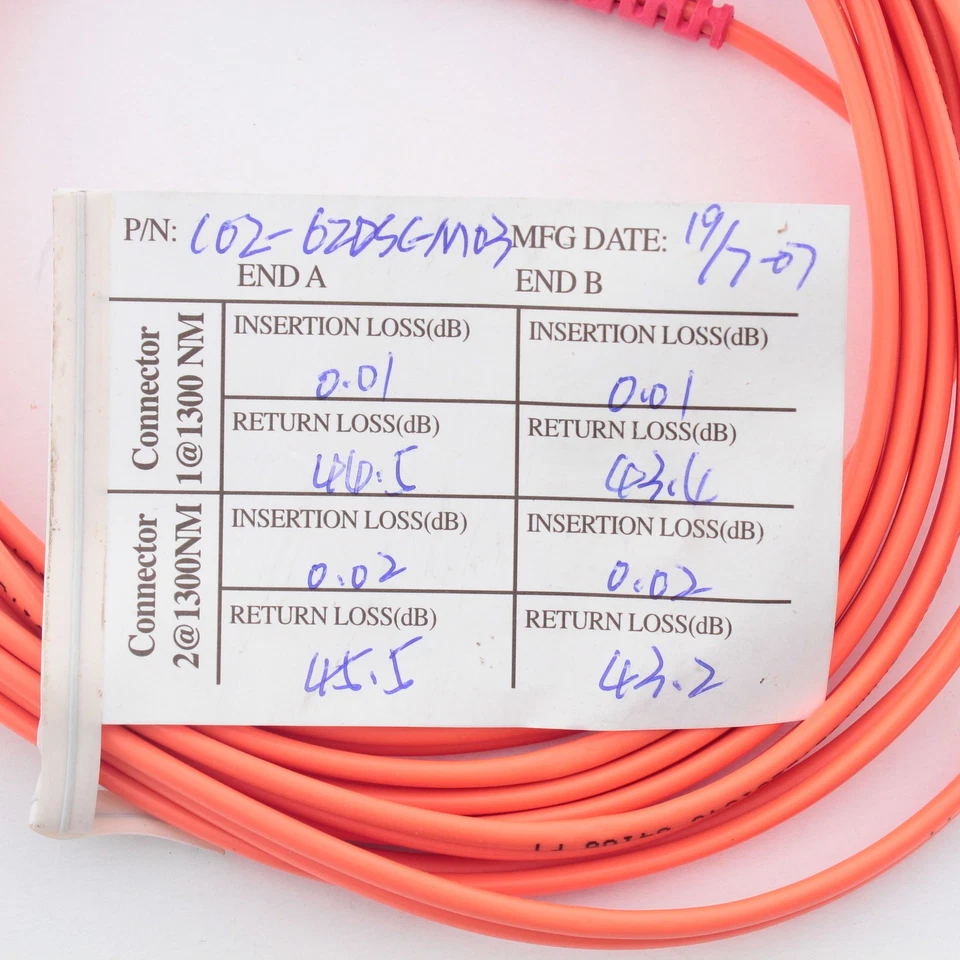 3M Fiber Optic Uplink Multi-Mode Duplex Patch Cable Cord SC 62.5/125 62DSC-M03 - Image 4 of 4