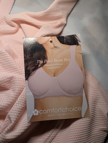 COMFORT CHOICE Petal Boost Full Coverage WIRELESS Peachy Pink Bra 54C Women's - Picture 3 of 7