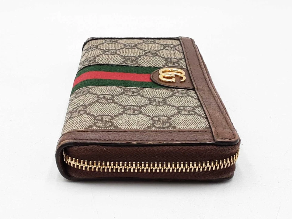 Cartera Gucci Ophidia con Cremallera en Gg Supreme Lona Recubierta y Cuero Marrón Fw1025ozxdu Foto 4 de 4