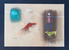 PAUL WUNDERLICH - Original Pastell " Im Rücken der Tod" - Unikat