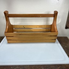 Vintage Wooden Slat Basket/ Magazine Rack/kindlin Carrier Etc 16?