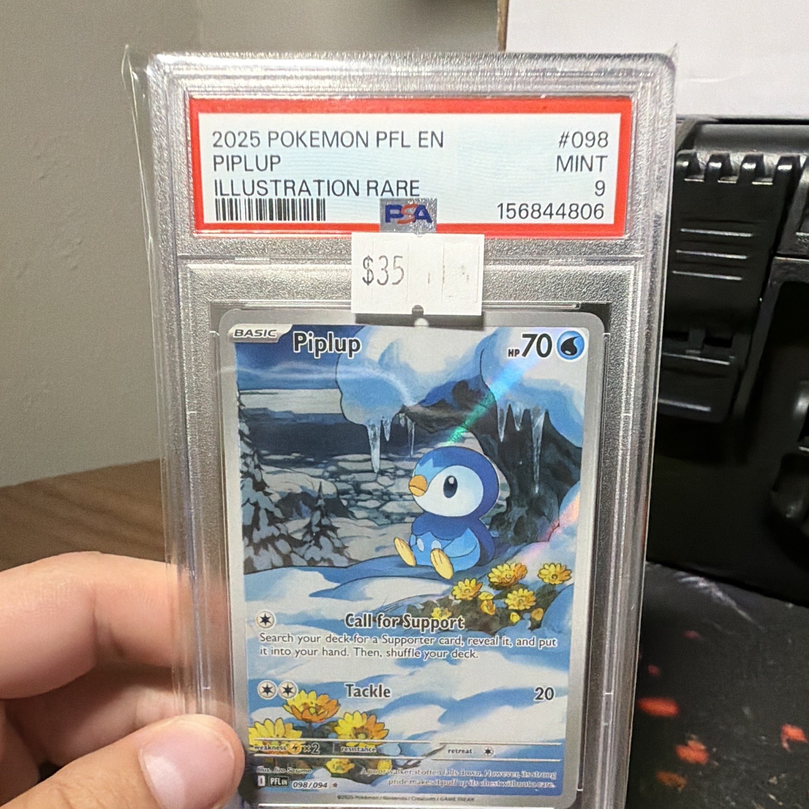 Pokemon TCG Piplup 098/094 Me02 Phantasmal Flames Holo Illustration Rare PSA 9