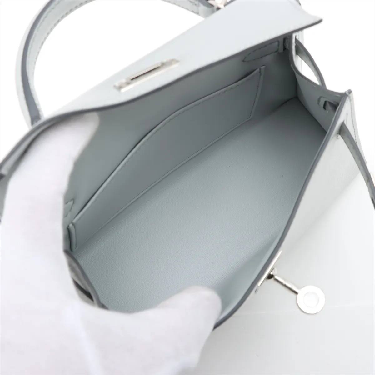 Hermès mini kelly 2 20 Serie Chèvre Shamukira Argent Silver Metal Fittings K: 20 image 8