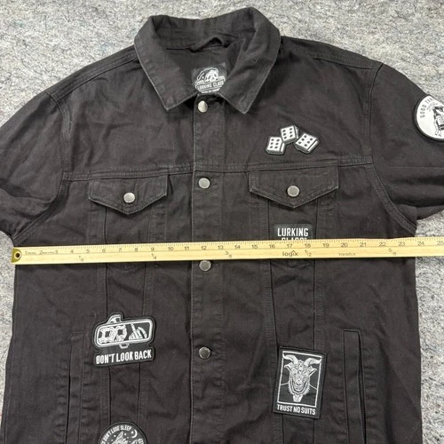 Lurking Class Sketchy Tank Mens XL Black Denim Patch Trucker Jacket Streetwear image 3