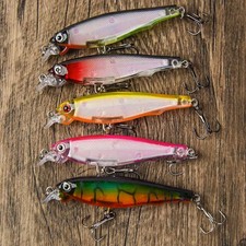5pc Floating Shallow Diving Minnow Immitation Jerk Bait Bass Fishing Lure