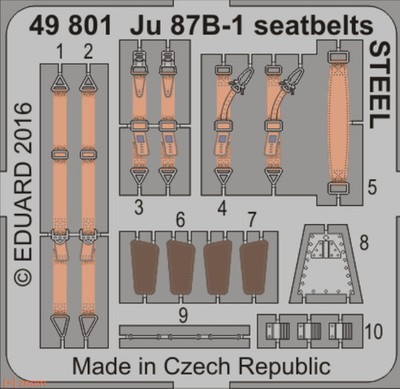Eduard Models 1/48 Ju 87B-1 Stuka Seatbelts for Airfix AX07114 (Steel, 1PE)