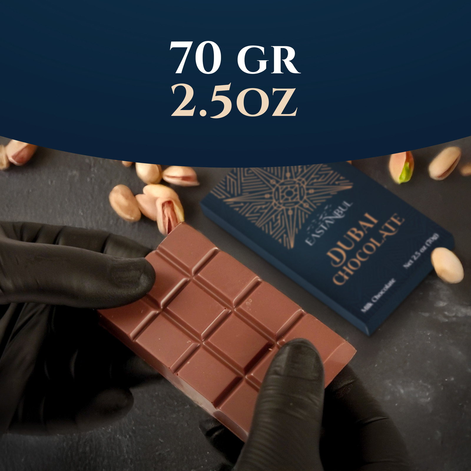 Eastanbul Dubai Chocolate Bar Pistachio, 2.5oz Mini Treat