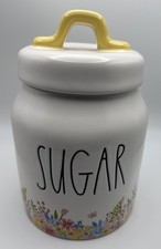 Rae Dunn Spring Floral   SUGAR  Canister Brand New Flowers W/Yellow Top Pretty