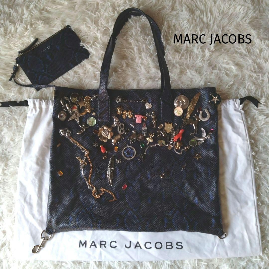 MARC JACOBS Wingman Tote Bag Python Embossed Leat… - image 2