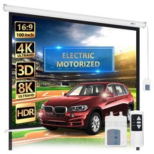 100" Motorized Projector Screen - Indoor and Outdoor Movies Screen 100 inch E...
