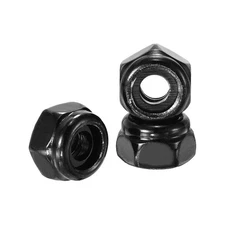 50Pcs Nylon Lock Hex Nuts - [#10 x 24], 304 Stainless Nuts, Black