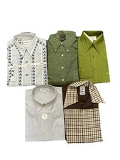 Lot Of 5 Mens Dress Shirts 1970s/80s Avg Size M-L 15-16 1/2 Multi Color Vtg READ