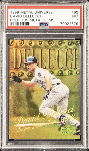 1999 FLEER METAL UNIVERSE PRECIOUS METAL GEMS #92 DAVID DELLUCCI 24/50 PSA 7