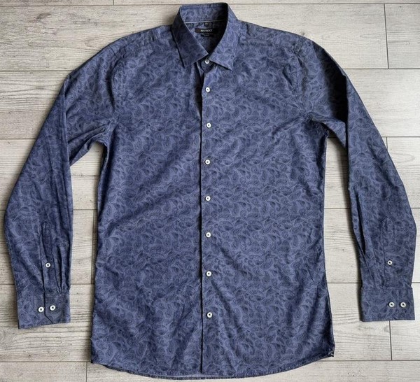 Men Navyboot Shirt Navy Cotton 38 / M / 46 #B9RL
