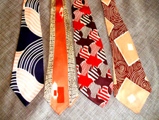 Lot of 4 - Vintage 1940's Lined Men's Rayon Neck Ties - GoldenCraft, Unbranded