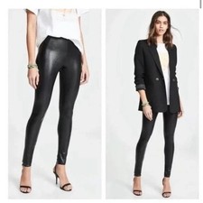 Commando Black Faux Grain Leather Legging Pants High Waist Women Size M