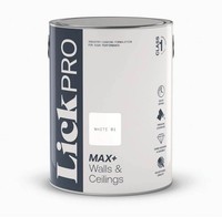 LickPro Emulsion Paint Matt White 01 Walls & Ceilings Washable Scrubbable 5L