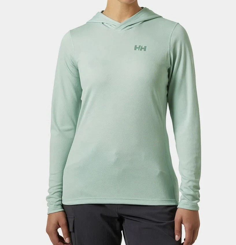 Sudadera con capucha para mujer Helly Hansen Lifa Active Solen, niebla verde, pequeña relajada Foto 3 de 4