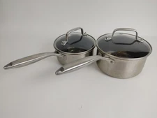 LOLYKITCH Tri-Ply Stainless Steel Saucepan Pot Set Silver W Lids Loly Kitch
