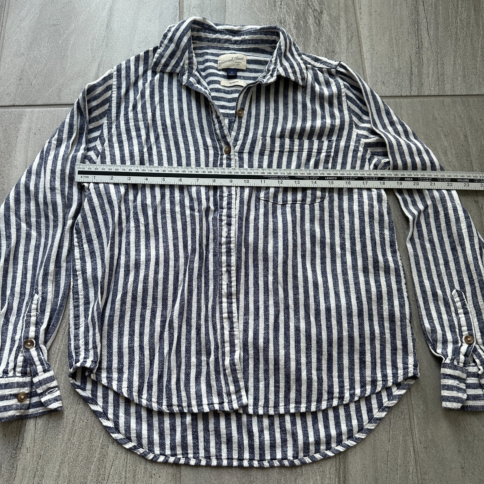 Universal Thread Striped Button Down Linen Blend … - image 7