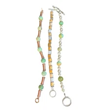 Copper + Turquoise + Silver 3 Bracelet Stack Set Mixed Metal