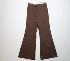 Deadstock Vtg 70s Streetwear Mens 30x32 Wide Leg Bell Bottoms Pants Brown USA
