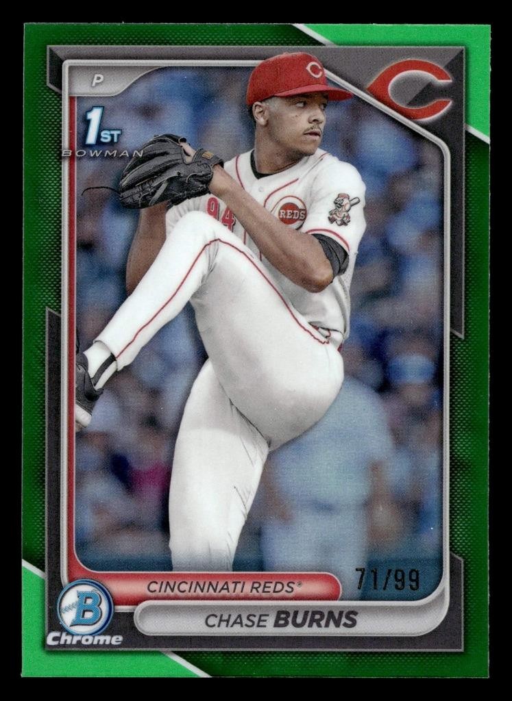 2024 Bowman Chrome Draft Green Refractors #BDC55 Chase Burns 1st ROOKIE 71/99