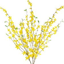 3 Pcs Artificial Forsythia Flower Branches Artificial Flowers Yellow Silk Long S