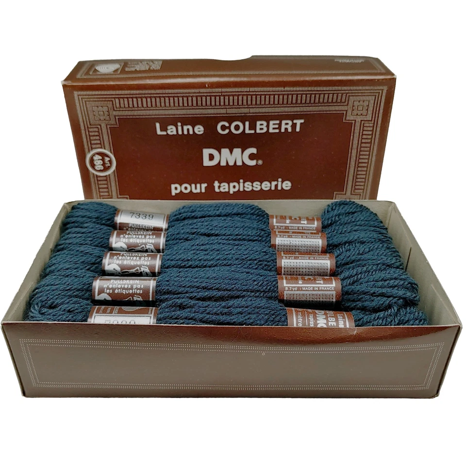 DMC Laine Colbert Yarn Dark Blue Tapestry Wool Needlepoint Lot 10 Box France - Image 3 of 4