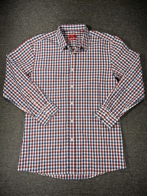 HUGO Slim Fit Check Cotton Dress Shirt Mens L 15.5 34/35 Easy Care