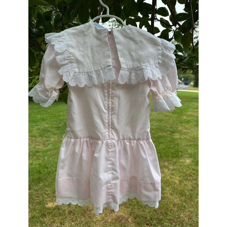 Children's Hour by Jan Briggs Vintage Girls Pink Lace Trimmed Dress Size 4 - Image 3 of 4