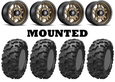 Kit 4 ITP Blackwater Evolution Tires 28x10-14 on Fuel Anza Bronze D583 FXT