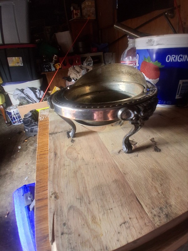 Vintage English Silver Plate Roll Top Revolving Dome Butter Dish with Glass Inse
