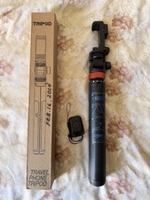 Selfie Stick Travel Tripod with Bluetooth Remote Control and Phone Holder