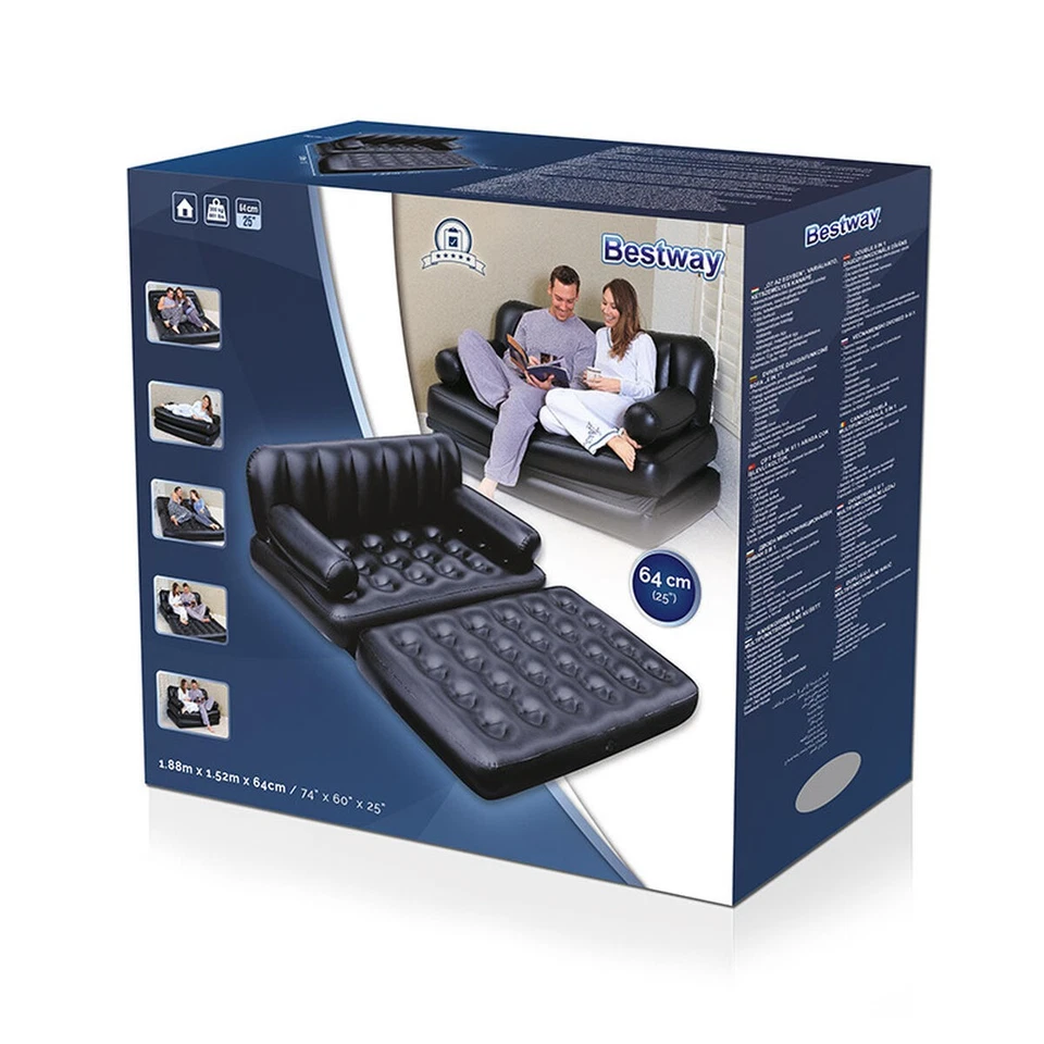 Bestway Sillon Hinchable 5 Posiciones Negro 188x152x64 cm Interior 75054 - Imagen 2 de 4