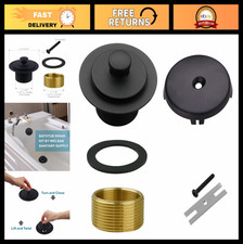 Matte Black Bathtub Drain  Overflow Kit, Universal Metal Lift  Turn Assembly