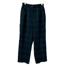 Pendleton Womens Sz 12 Petite 100 Wool Blue  Green Plaid Trouser Pants Holiday