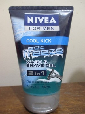 Nivea For Men Cool Kick Arctic Freeze 2 in 1 Wash & Shave Gel 3.3 oz