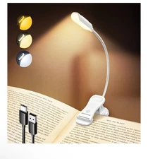 80hr Willow Book Light for Reading in Bed,10LED Brightness,3Colors,Rechargeable
