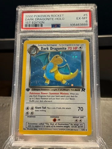 2000 POKEMON ROCKET 1ST ED #5 DARK DRAGONITE-HOLO PSA 6