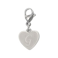 Initial Letter KeyChain, Letter A-Z Heart Charm Keyring, Silver G 