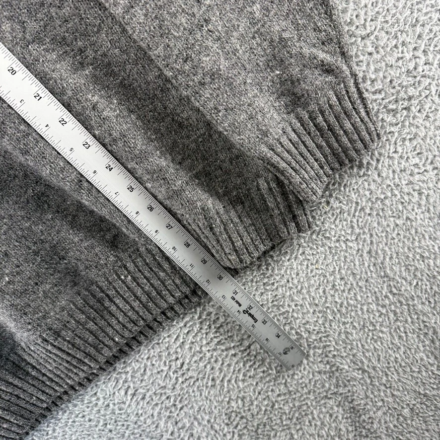 LL Bean Sweater Men's XL Gray 1/2 Zip Pullover Ragg Wool Elbow Patches 285327 - Image 3 of 4