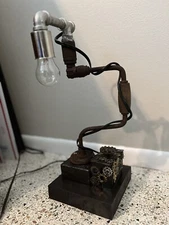 Steampunk Rotating Desk Lamp With Dimmer Switch. Handcrafted  Turns 360 Degrees