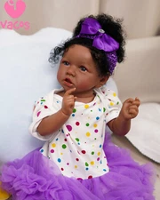 20 Inches Reborn Black Baby Dolls Soft Body Realistic Baby Dolls Girl Caramel