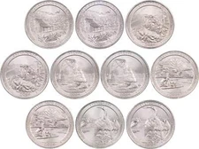 2014 P&D National Park Quarter 10 Coin Set Uncirculated Mint State 25c