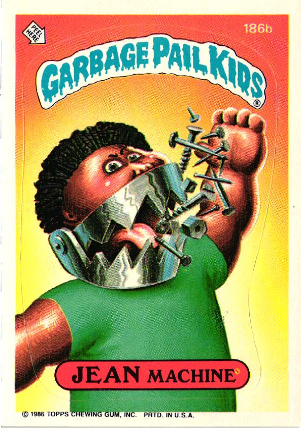 1986 Topps Garbage Pail Kids Sticker Card 186B Jean Machine Collectible Vintage