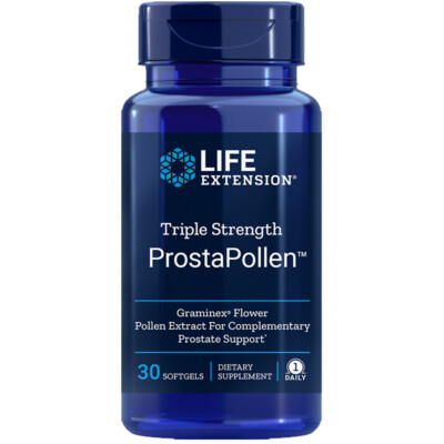 Triple Strength ProstaPollen 30 softgels Life Extension Graminex 378mg